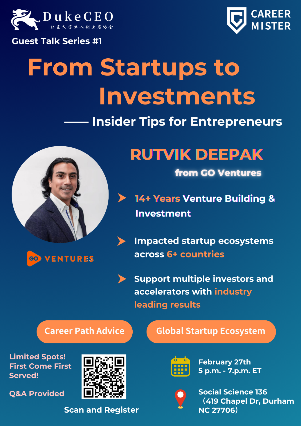DukeCEO Guest Talk Series #1 — Rutvik Deepak